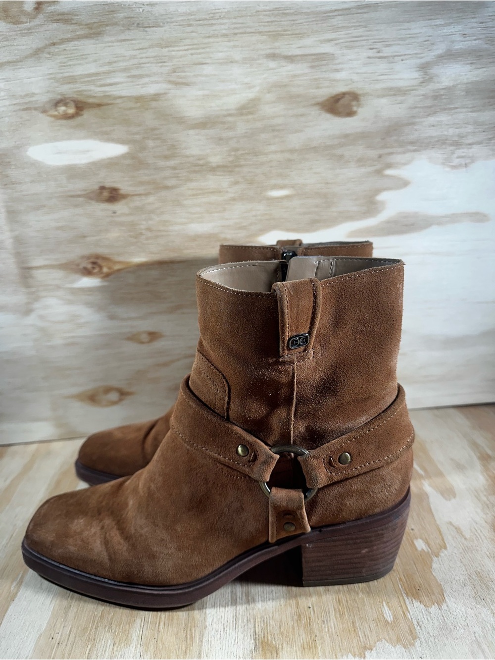 Sam Edelman Suede Brown Ankle Boots with Harness Detail Women’s Size 9.5